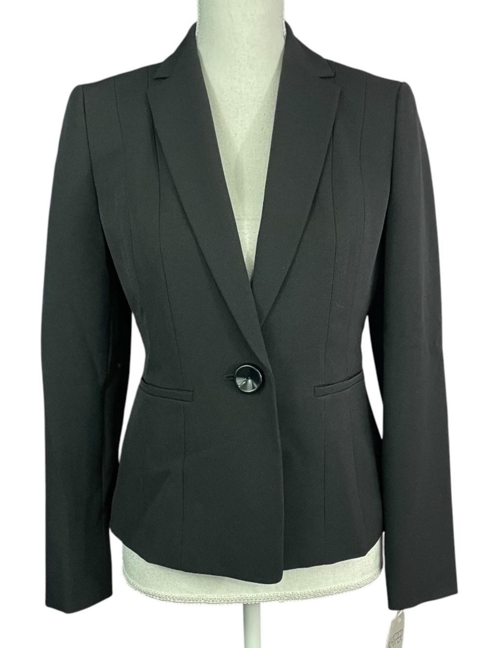 Kasper 1-Button Blazer NEW Petite 4 Black Basic Notched Lapel Slim Fit Jacket